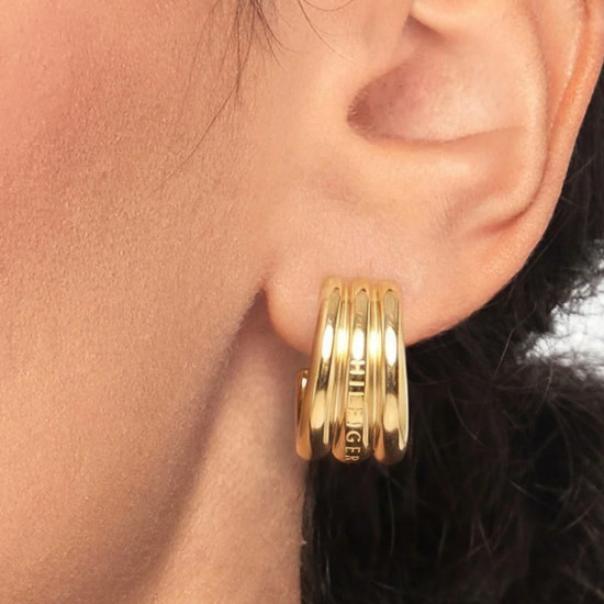 Tommy Hilfiger 2781071 minđuše alke Gold Tone Stainless Steel Logo TH 21mm