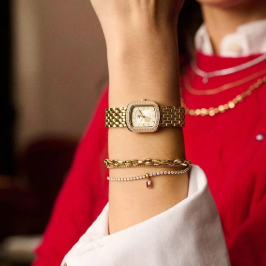 Tommy Hilfiger 2781093 narukvica TH Tennis Gold Tone Stainless Steel 19cm Crystal Effect Timeless Elegance