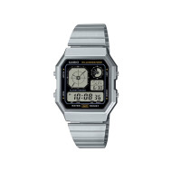 Casio Vintage A130WE-1A unisex Futuristic Gadget Edition Silver Tone Black detail