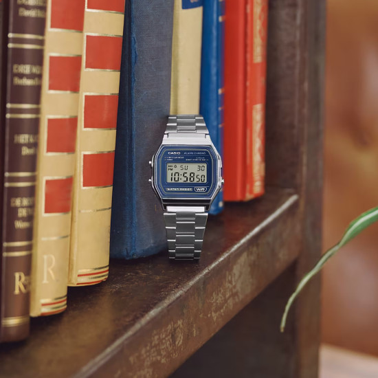 Casio Vintage A158WEA-2 unisex Everyday Classic Metal Finish Blue Dial