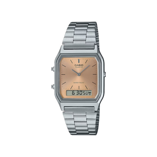 Casio Vintage AQ-230A-4A unisex Analog-Digital Minimalist Peach Nude Dial Sunray effect