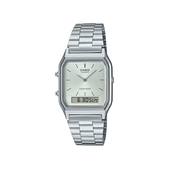 Casio Vintage AQ-230A-7AMQY unisex Analog-Digital Minimalist White Dial Sunray effect