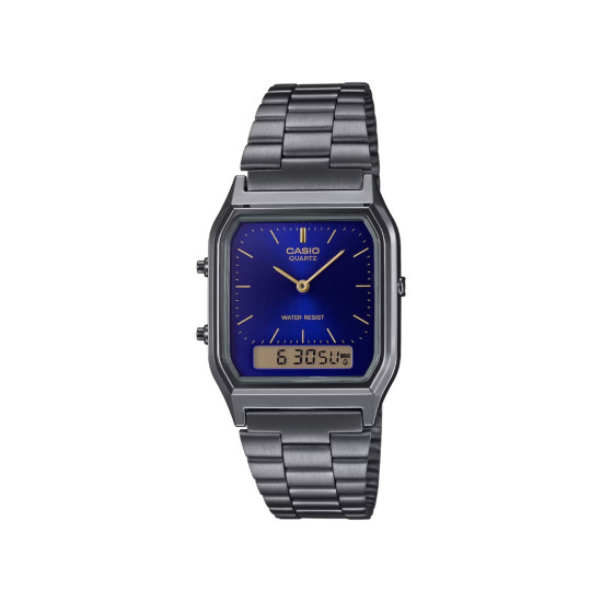 Casio Vintage AQ-230EGG-2A unisex Analog-Digital Minimalist Gunmetal Tone Royal Blue Sunray effect