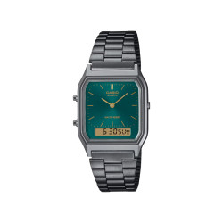 Casio Vintage AQ-230EGG-3A unisex Analog-Digital Minimalist Gunmetal Tone Dark Green-Blue Sunray effect