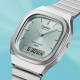 Casio Vintage AQ-240E-2A unisex Edgy Silver Tone Xl Mint Green Dial Edition