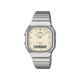 Casio Vintage AQ-240E-7A2 unisex Edgy Silver Tone Xl Cream White Dial Edition