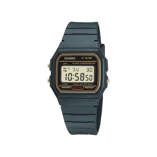 Casio Vintage F-91WG-9 unisex Legendary Slim Digital Micro Light Iconic desing Gold detail