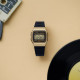 Casio Vintage F-91WM-9A unisex Legendary Slim Digital Micro Light Iconic desing Black Gold detail