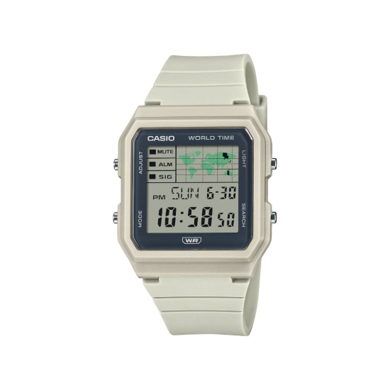 Casio Vintage LF-30W-8A unisex World Map Digital Eco-Friendly Bio-Based Resin Off White