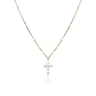Chiara Ferragni 19AWC22 ogrlica Gold Tone Small Pearl Cross Pendant 18K Gold Plated Stainless Steel