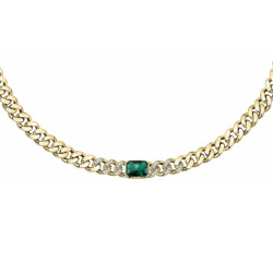 Chiara Ferragni J19AUW29 ogrlica Bossy Chain Gold Tone Emerald Green Stone