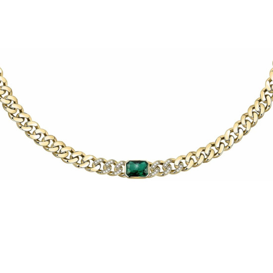 Chiara Ferragni J19AUW29 ogrlica Bossy Chain Gold Tone Emerald Green Stone