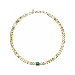Chiara Ferragni J19AUW29 ogrlica Bossy Chain Gold Tone Emerald Green Stone