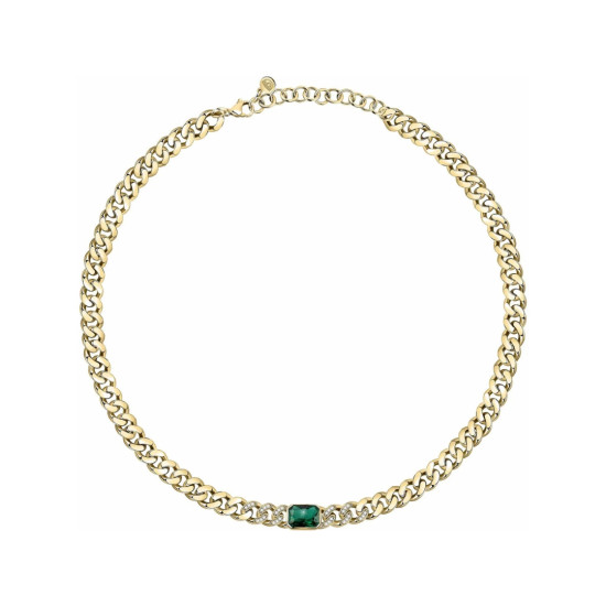 Chiara Ferragni J19AUW29 ogrlica Bossy Chain Gold Tone Emerald Green Stone