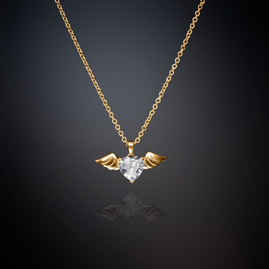 Chiara Ferragni J19AVH01 ogrlica Cupido Gold Tone White Heart Zirconia