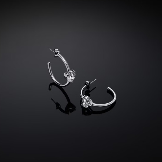 Chiara Ferragni J19AWJ08 minđuše alke FIRST LOVE SMALL Silver Tone 18mm