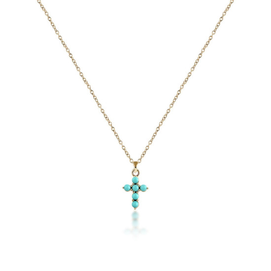 Chiara Ferragni  J19AYT01 ogrlica Croos Turquoise Small 18k Gold Plated Stainless Steel 