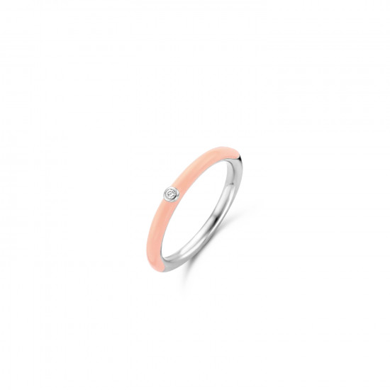 TI SENTO 12225CP/52 prsten Classic White Zirconia 2mm Sterling Silver 925 Enamel Coral Pink Veličina 52
