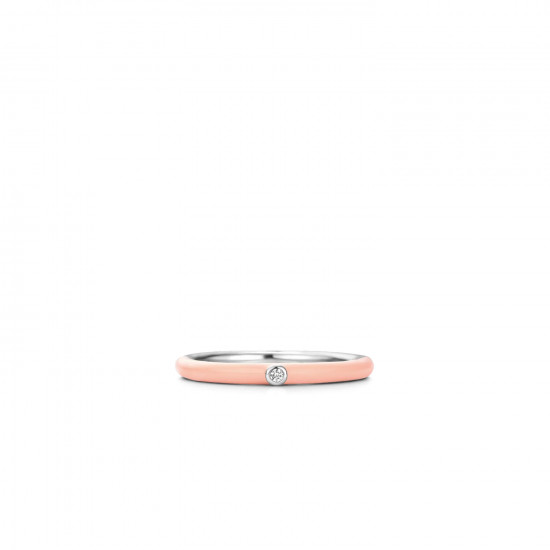 TI SENTO 12225CP/52 prsten Classic White Zirconia 2mm Sterling Silver 925 Enamel Coral Pink Veličina 52