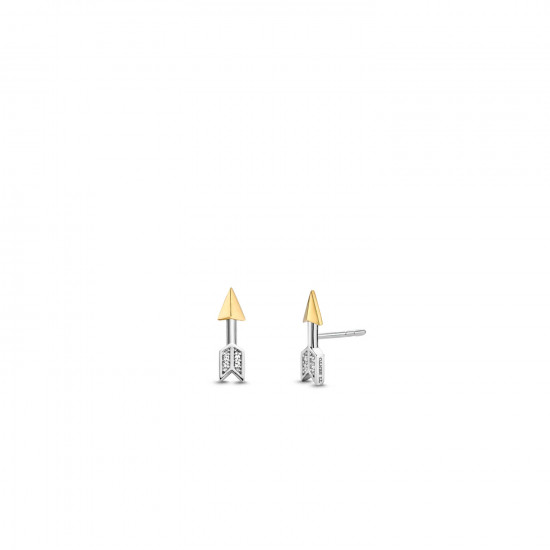 TI SENTO 7820ZY mindjuše Arrow Stud Gold Detail Sterling Silver 925 15mm