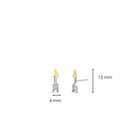 TI SENTO 7820ZY mindjuše Arrow Stud Gold Detail Sterling Silver 925 15mm