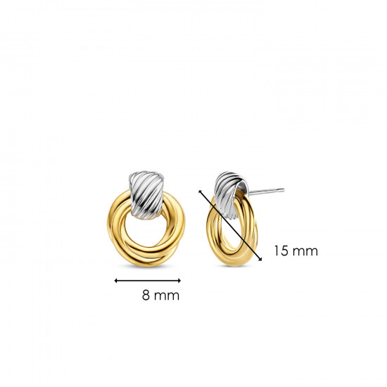 TI SENTO 7858SY mindjuše The Circle & Cross-Over Collection Yellow Gold Plated Sterling Silver 925 15mm