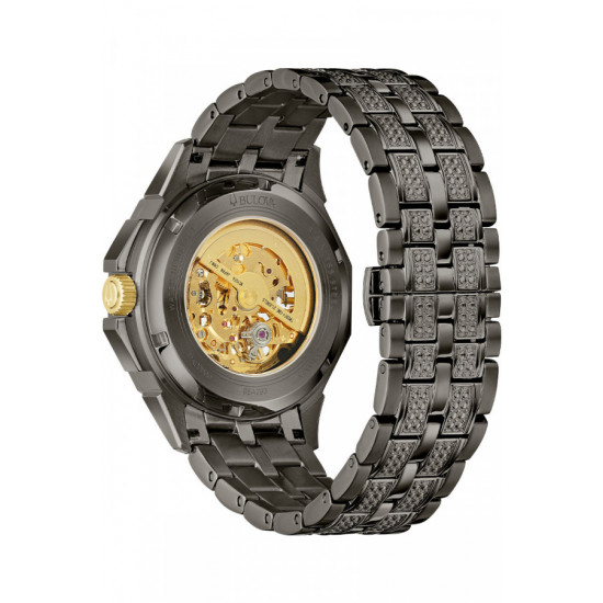 BULOVA 98A293 unisex Octava Automatic 251 Crystal Full Skeleton Gold Tone Detail Deep Gray Stainless Steel 42mm