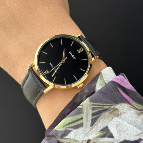 Casio LTP-VT01GL-1B ženski sat Minimalist Classic kožni kaiš Black