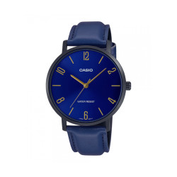 Casio MTP-VT01BL-2B unisex sat Minimalist Grande Deep Blue kožni kaiš Cobalt Blue Dial 40mm