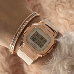 G-SHOCK GM-S5600PG-4 ženski sat Lady Digital Square Metal Case Rose Gold Tone Nude  20ATM
