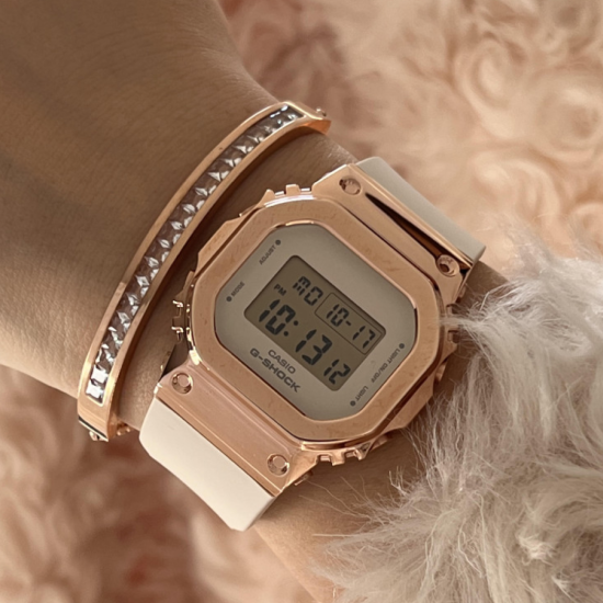 G-SHOCK GM-S5600PG-4 ženski sat Lady Digital Square Metal Case Rose Gold Tone Nude  20ATM