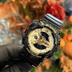 G-SHOCK GMA-S110GB-1A ženski sat Lady Mid-Size Analog-Digital Black Glossy Metallic Silver Gold Dial 20ATM Bestseller