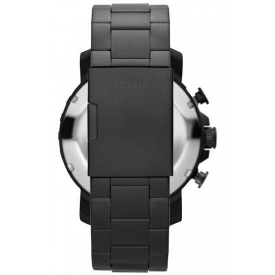 Fossil JR1401 muški sat Nate Chronograph XL All Black Stainless Steel 50mm 10ATM