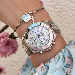 Festina F20603/1 ženski sat BOYFRIEND Chronograph Silver Stainless Steel Mother-Of-Pearl Dial 39mm 10ATM