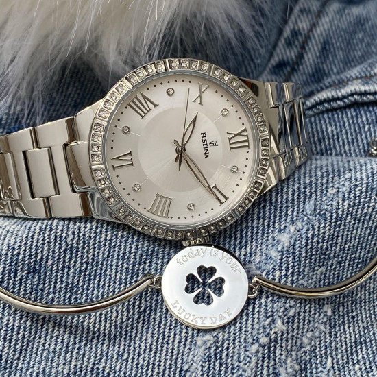 Festina F16719/1 ženski sat Boyfriend Zirconia Silver Stainless Steel White Dial 36mm