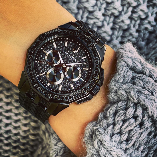 BULOVA 98C134 unisex Octava Multi-function 300 Crystals Black Stainless Steel 42mm