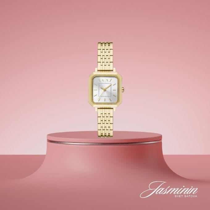 Armani Exchange AX5725 pravougaoni zlatni ženski sat