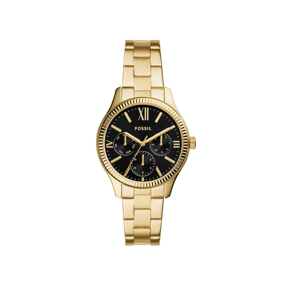 Fossil ženski sat BQ3757 Fossil ženski sat sa kućištem u zlatnom tonu i crnim brojčanikom