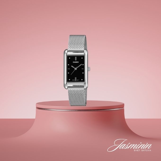 Casio LTP-B171M-1A srebrni pravougaoni sat sa crnim brojčanikom
