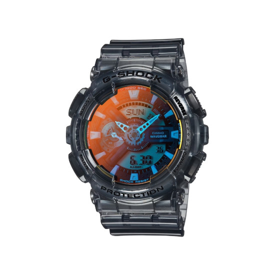 G-SHOCK GA-110TLS-8A muški analogno-digitalni sat sa transparentnim sivim kućištem i višebojnim brojčanikom
