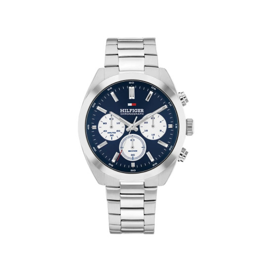 Tommy Hilfiger 1710722 Hudson Chronograph muški sat sa tamnoplavim brojčanikom i srebrnom čeličnom narukvicom